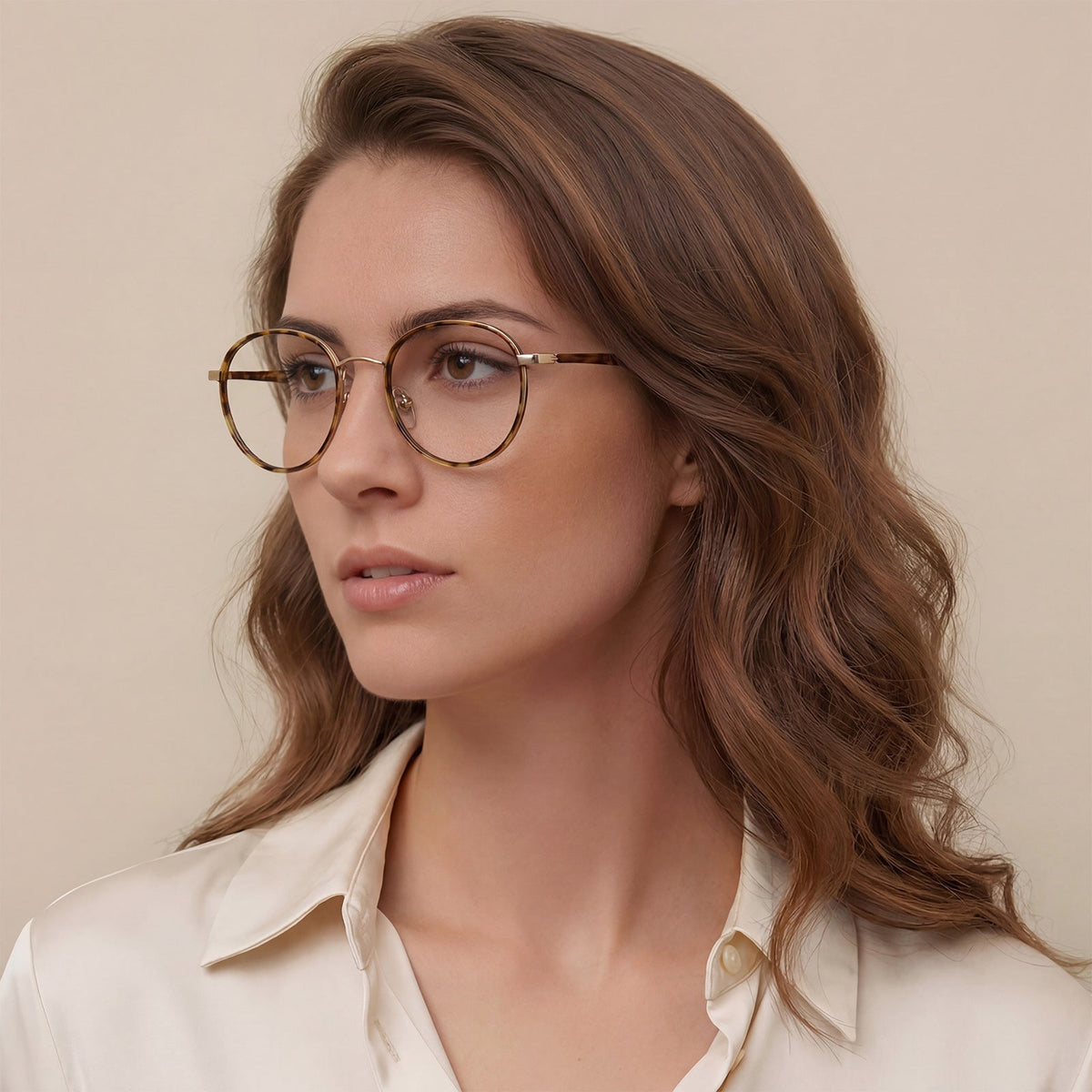 Carfia Monterey Tortoise Metal Round Prescription Glasses Eyeglasses for Unisex, Lifestyle View