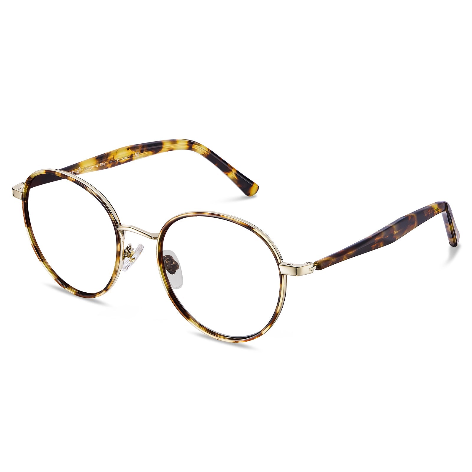 Carfia Monterey Tortoise Metal Round Prescription Glasses Eyeglasses for Unisex, Side View