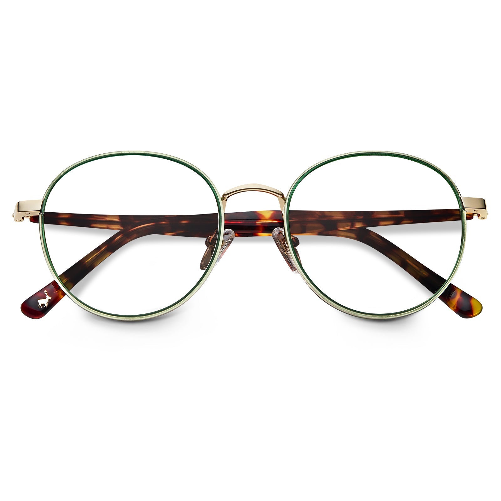 Carfia Monterey Green Metal Round Prescription Glasses Eyeglasses for Unisex, Detail View