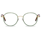 Carfia Monterey Green Metal Round Prescription Glasses Eyeglasses for Unisex, Front View