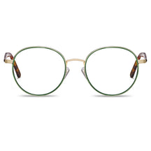Carfia Monterey Green Metal Round Prescription Glasses Eyeglasses for Unisex, Front View