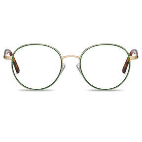 Carfia Monterey Green Metal Round Prescription Glasses Eyeglasses for Unisex, Front View