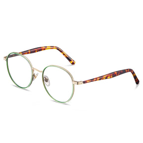 Carfia Monterey Green Metal Round Prescription Glasses Eyeglasses for Unisex, Side View