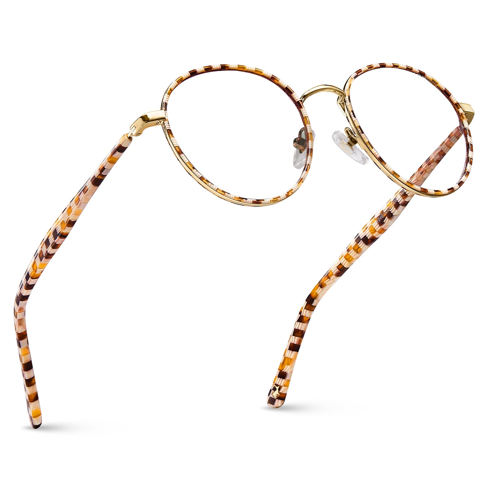 Carfia Monterey Amber Metal Round Prescription Glasses Eyeglasses for Unisex, Angle View