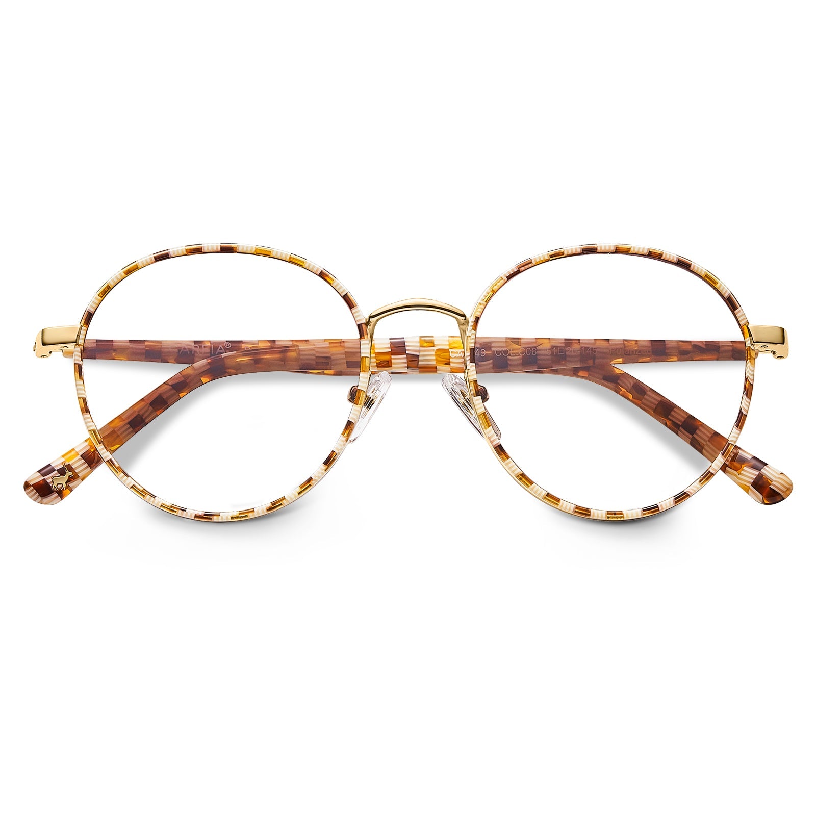 Carfia Monterey Amber Metal Round Prescription Glasses Eyeglasses for Unisex, Detail View