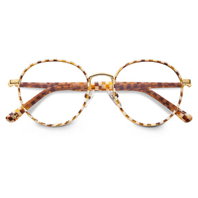Carfia Monterey Amber Metal Round Prescription Glasses Eyeglasses for Unisex, Detail View