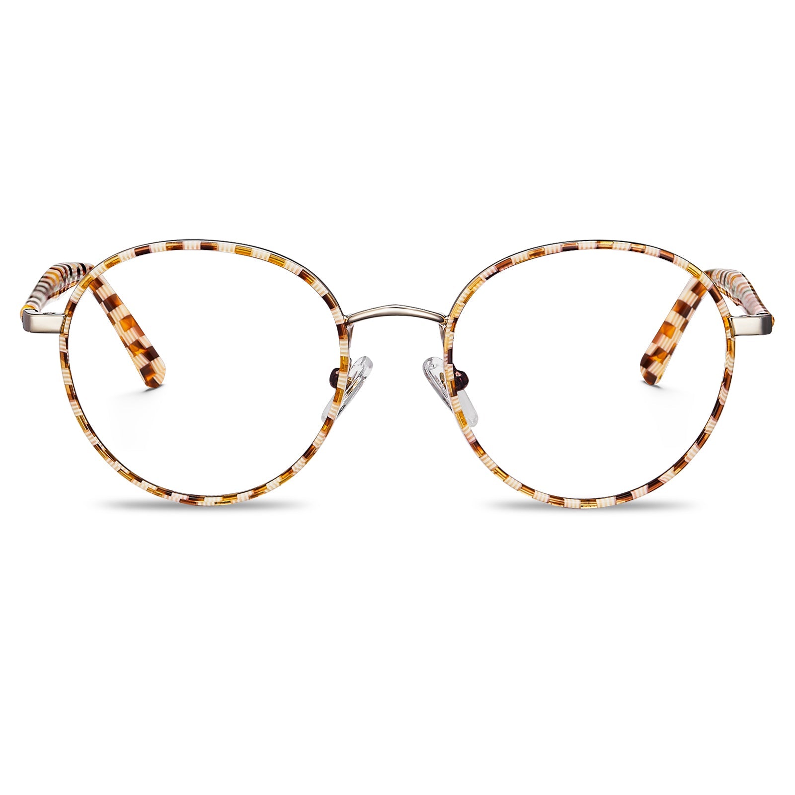 Carfia Monterey Amber Metal Round Prescription Glasses Eyeglasses for Unisex, Front View