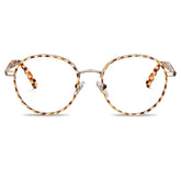Carfia Monterey Amber Metal Round Prescription Glasses Eyeglasses for Unisex, Front View