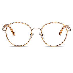 Carfia Monterey Amber Metal Round Prescription Glasses Eyeglasses for Unisex, Front View