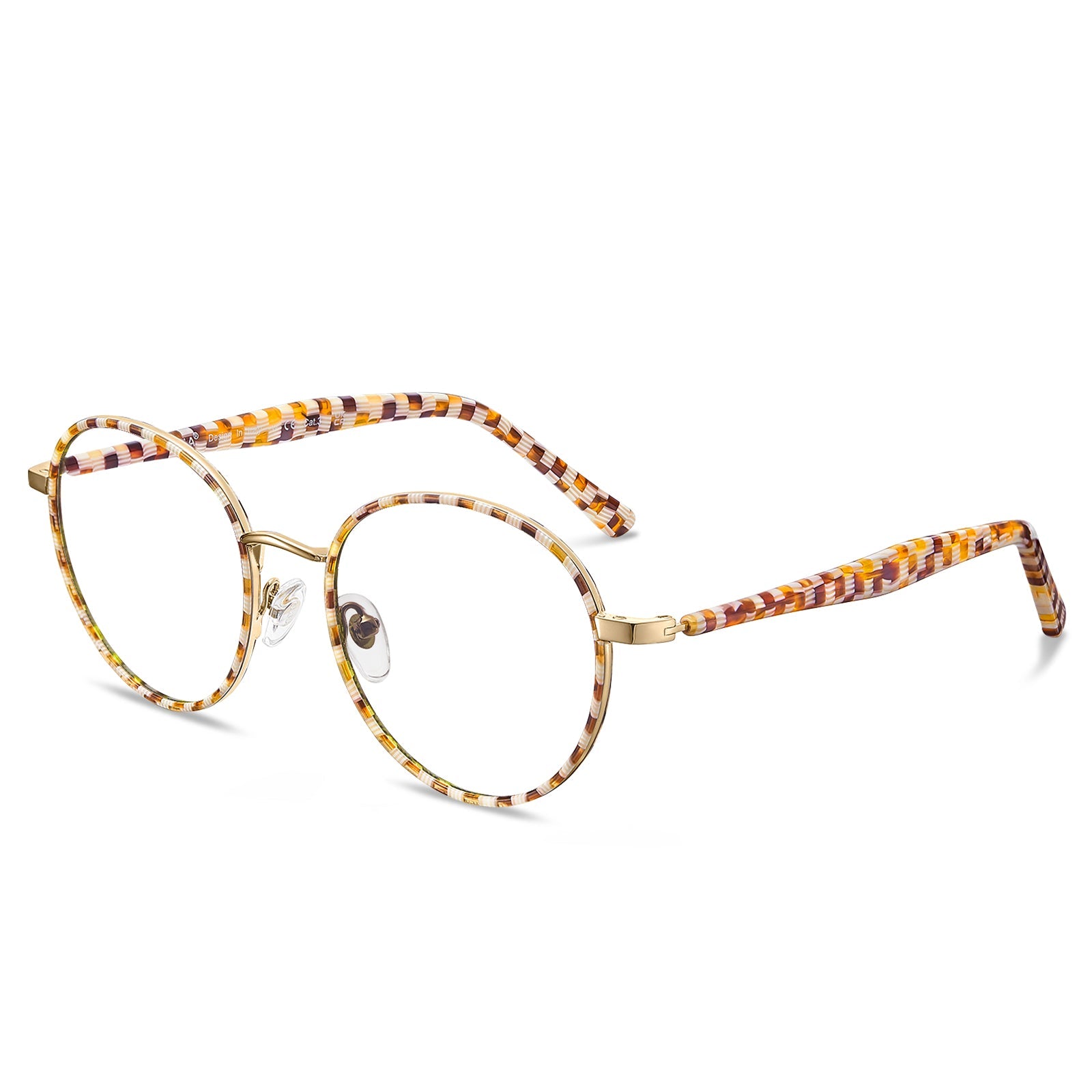 Carfia Monterey Amber Metal Round Prescription Glasses Eyeglasses for Unisex, Side View