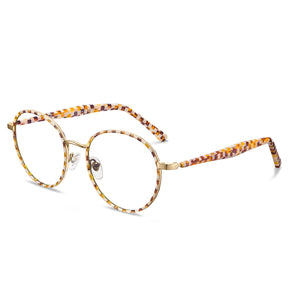 Carfia Monterey Amber Metal Round Prescription Glasses Eyeglasses for Unisex, Side View