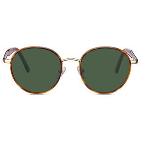 Carfia Monterey CA19495-C12 Gold Tortoise Metal Round Polarized Sunglasses for Women, Front View