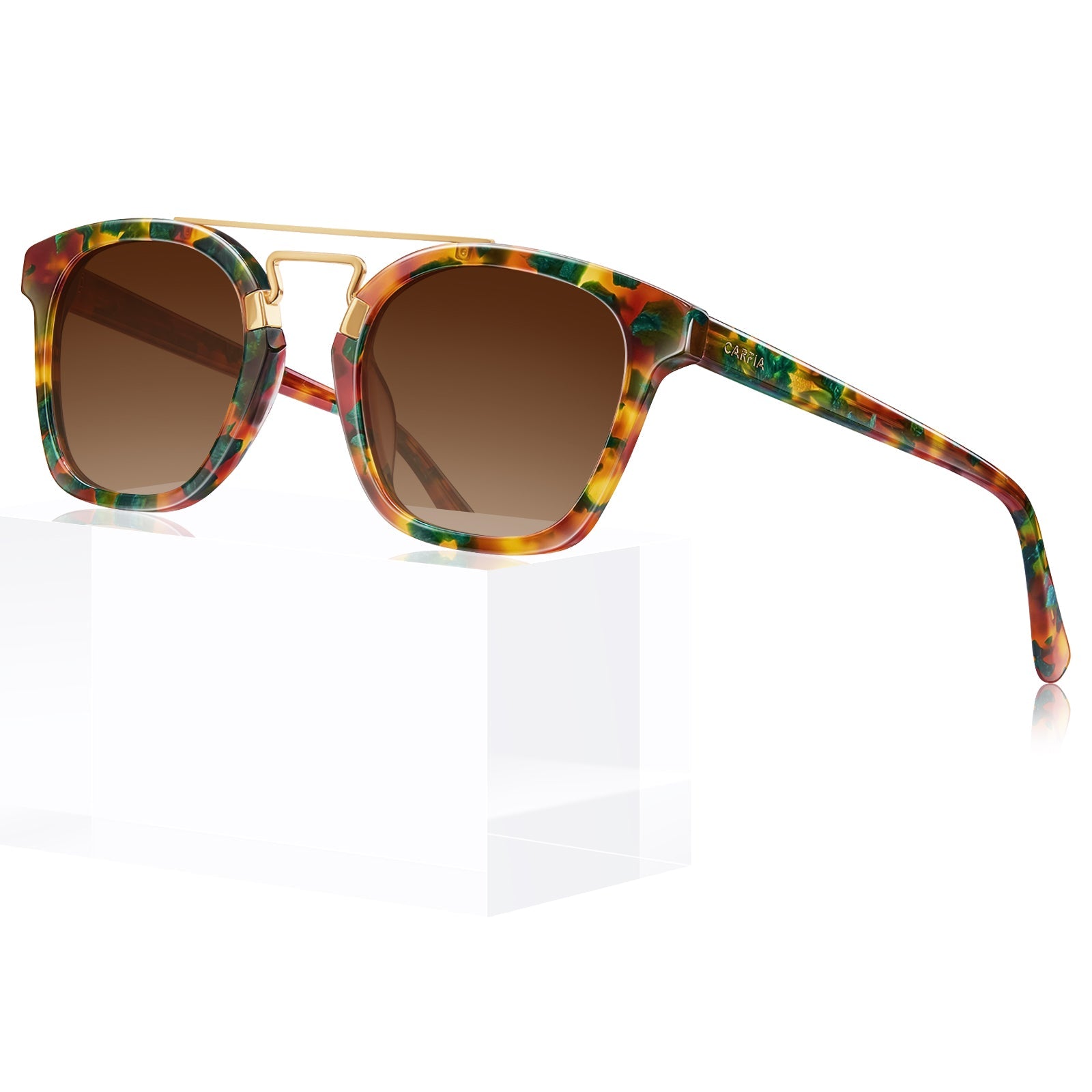 Carfia Niloss CA5399-C08 Tortoise Acetate Square Polarized  Sunglasses for Women, Angle View