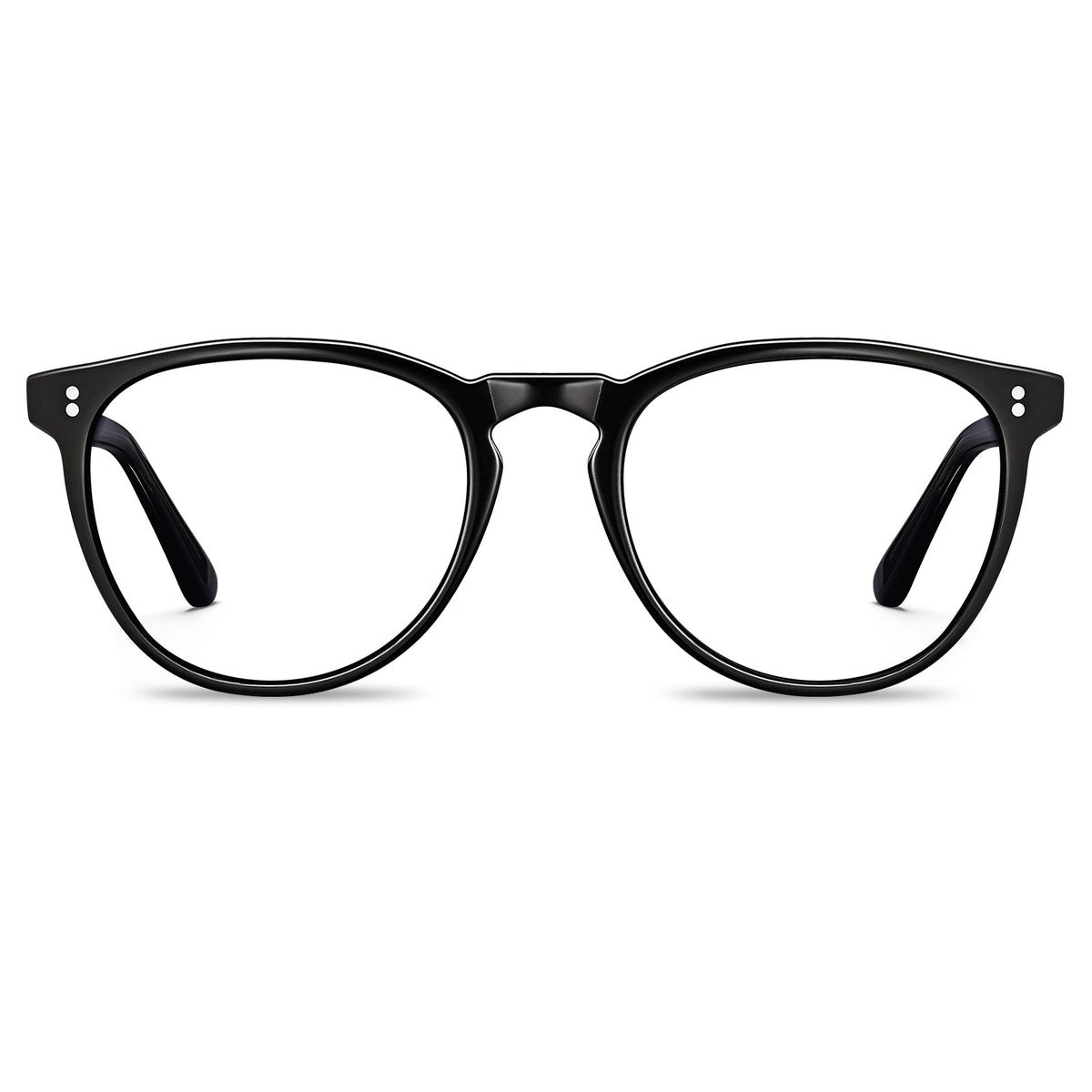Carfia Orlanda-FL01 Black Acetate Round Prescription Glasses Eyeglasses for Unisex, Front