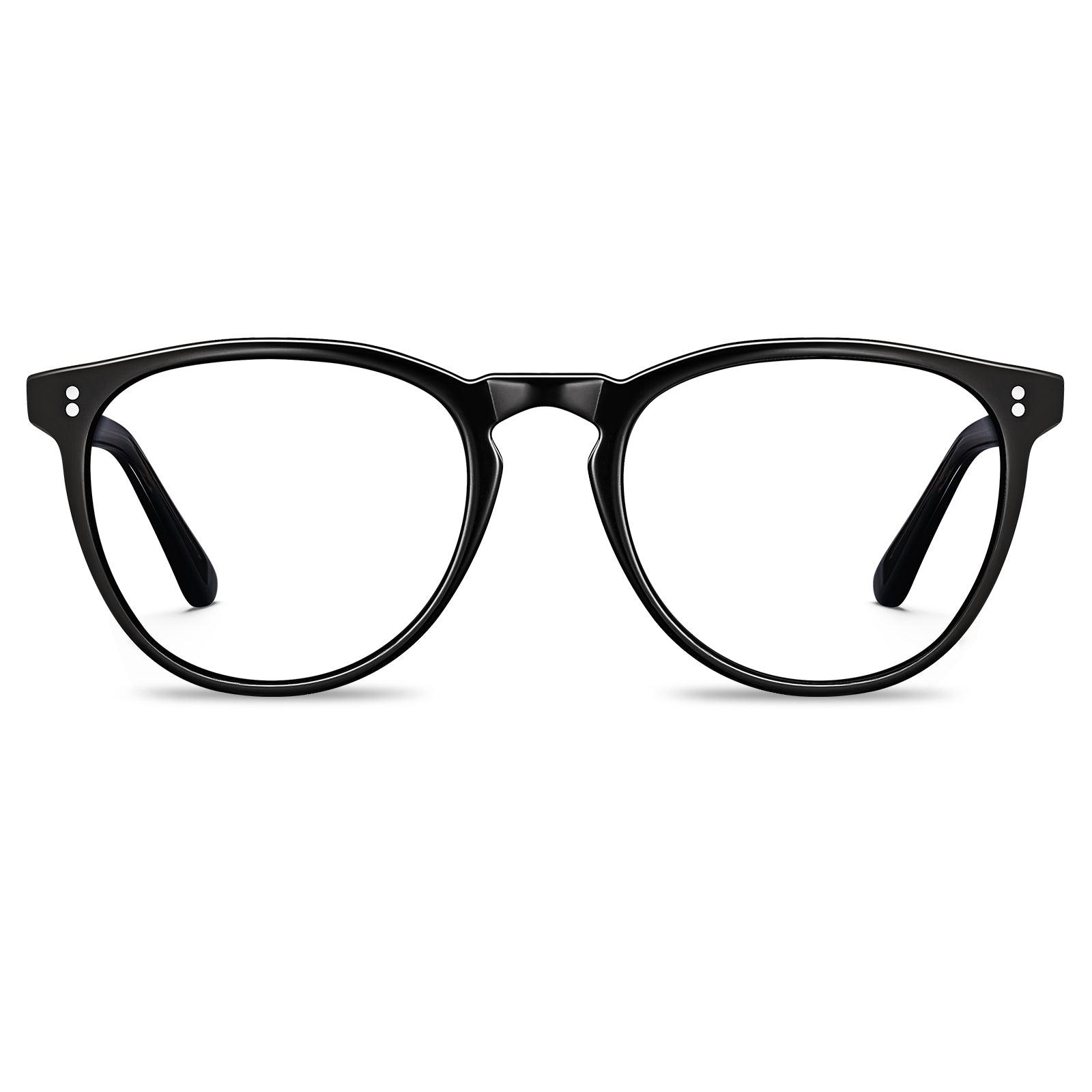Carfia Orlanda-FL01 Black Acetate Round Prescription Glasses Eyeglasses for Unisex, Front
