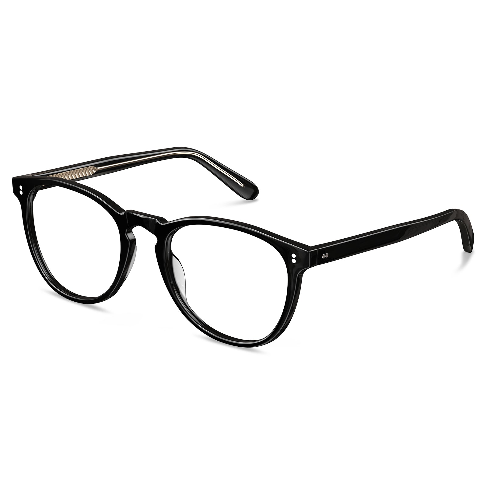 Carfia Orlanda-FL01 Black Acetate Round Prescription Glasses Eyeglasses for Unisex, Side
