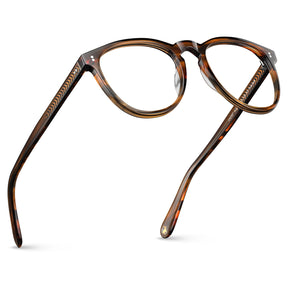 Carfia Orlanda-FL02 Brown Acetate Round Prescription Glasses Eyeglasses for Unisex, Angle