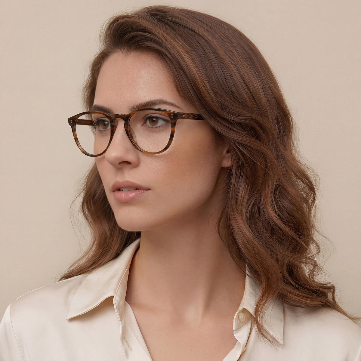 Carfia Orlanda-FL02 Brown Acetate Round Prescription Glasses Eyeglasses for Unisex, Lifestyle