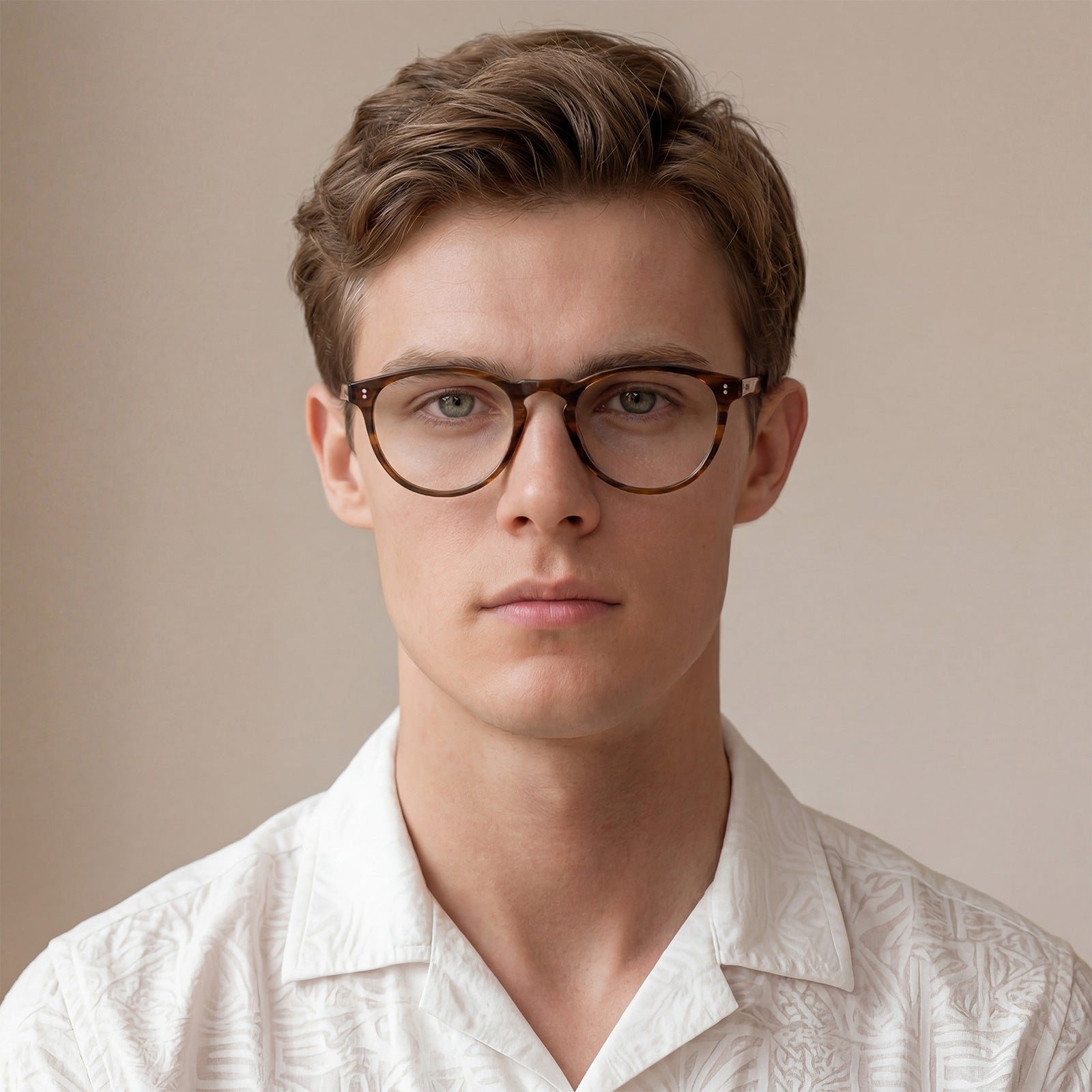 Carfia Orlanda-FL02 Brown Acetate Round Prescription Glasses Eyeglasses for Unisex, Model
