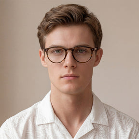 Carfia Orlanda-FL02 Brown Acetate Round Prescription Glasses Eyeglasses for Unisex, Model