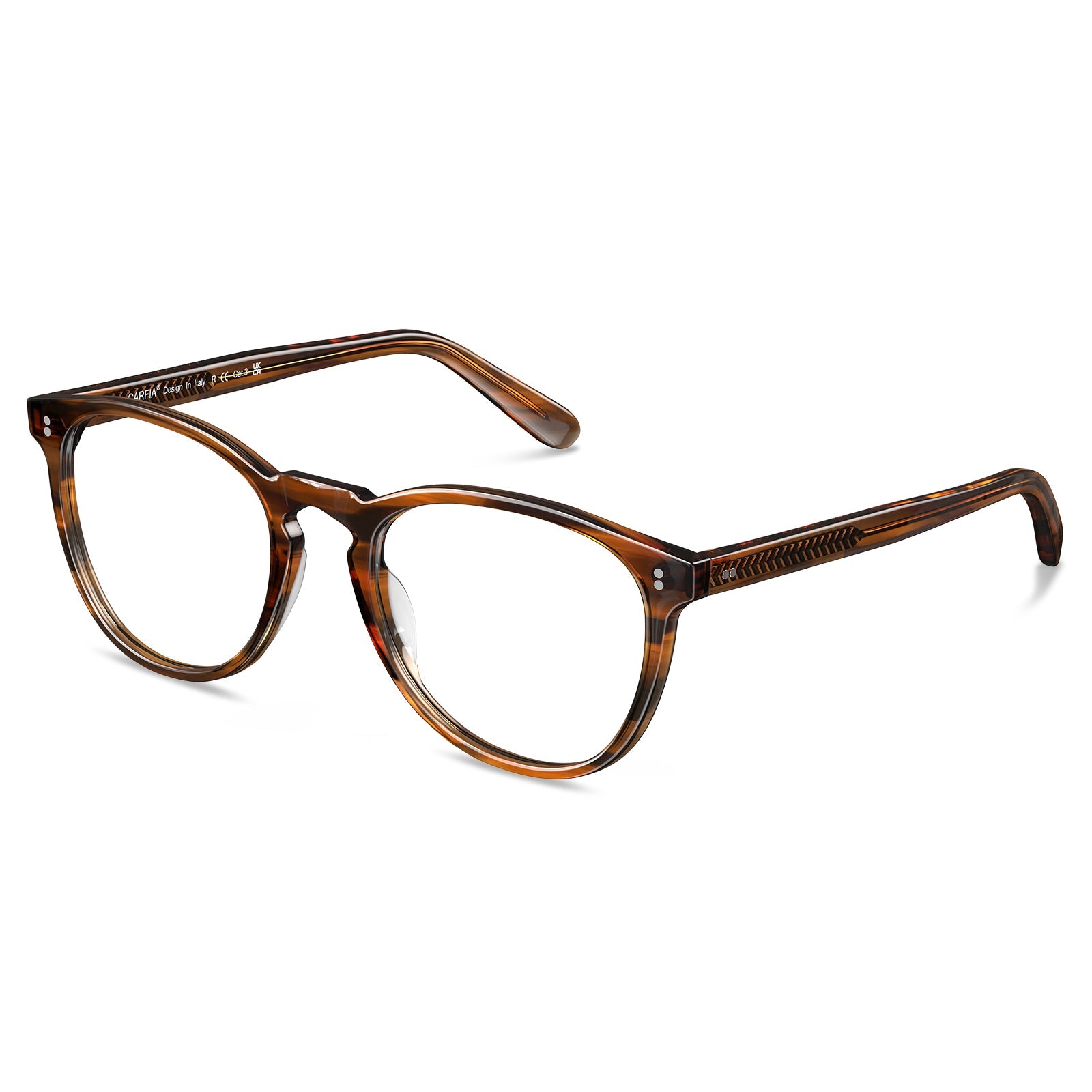 Carfia Orlanda-FL02 Brown Acetate Round Prescription Glasses Eyeglasses for Unisex, Side