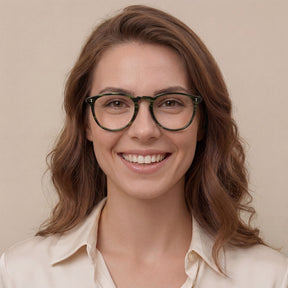 Carfia Orlanda-FL03 Green-Tortoise Acetate Round Prescription Glasses Eyeglasses for Unisex, Model