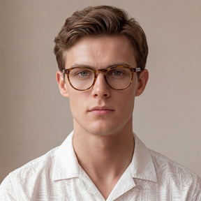 Carfia Orlanda-FL04 Tea-Brown Acetate Round Prescription Glasses Eyeglasses for Unisex, Lifestyle