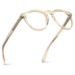 Carfia Orlanda-FL05 Transparent-Gold Acetate Round Prescription Glasses Eyeglasses for Unisex, Angle