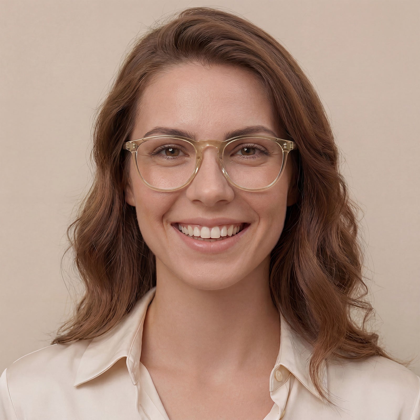 Carfia Orlanda-FL05 Transparent-Gold Acetate Round Prescription Glasses Eyeglasses for Unisex, Model