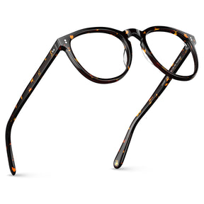 Carfia Orlanda-FL09 Tortoise Acetate Round Prescription Glasses Eyeglasses for Unisex, Angle