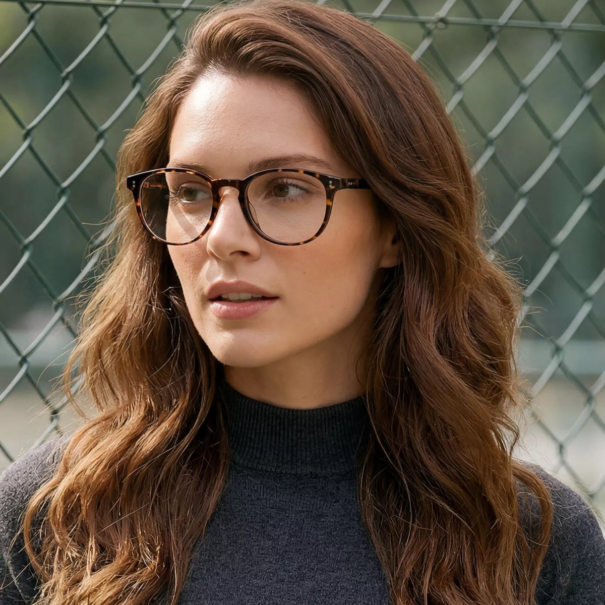 Carfia Orlanda-FL09 Tortoise Acetate Round Prescription Glasses Eyeglasses for Unisex, Lifestyle-Outdoor