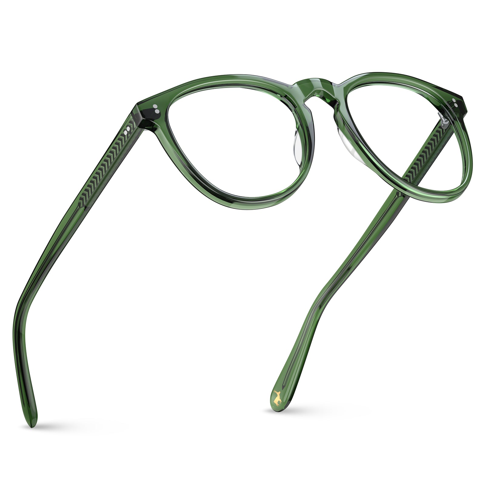 Carfia Orlanda-FL17 Green Acetate Round Prescription Glasses Eyeglasses for Unisex, Angle