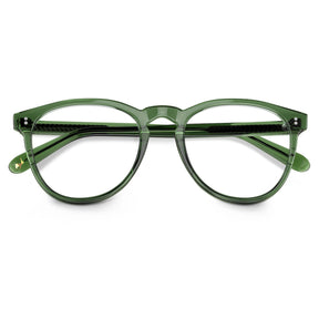Carfia Orlanda-FL17 Green Acetate Round Prescription Glasses Eyeglasses for Unisex, Detail: folded temples with engraved model number CA2307 (temple engraving shows Polarized)