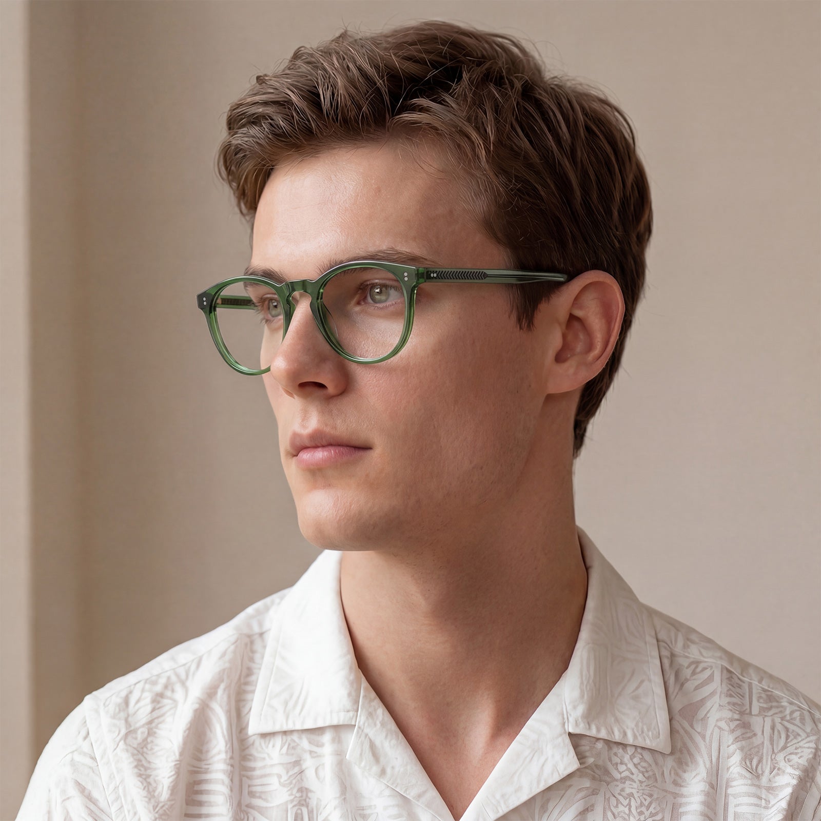 Carfia Orlanda-FL17 Green Acetate Round Prescription Glasses Eyeglasses for Unisex, Lifestyle