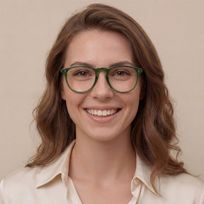 Carfia Orlanda-FL17 Green Acetate Round Prescription Glasses Eyeglasses for Unisex, Model