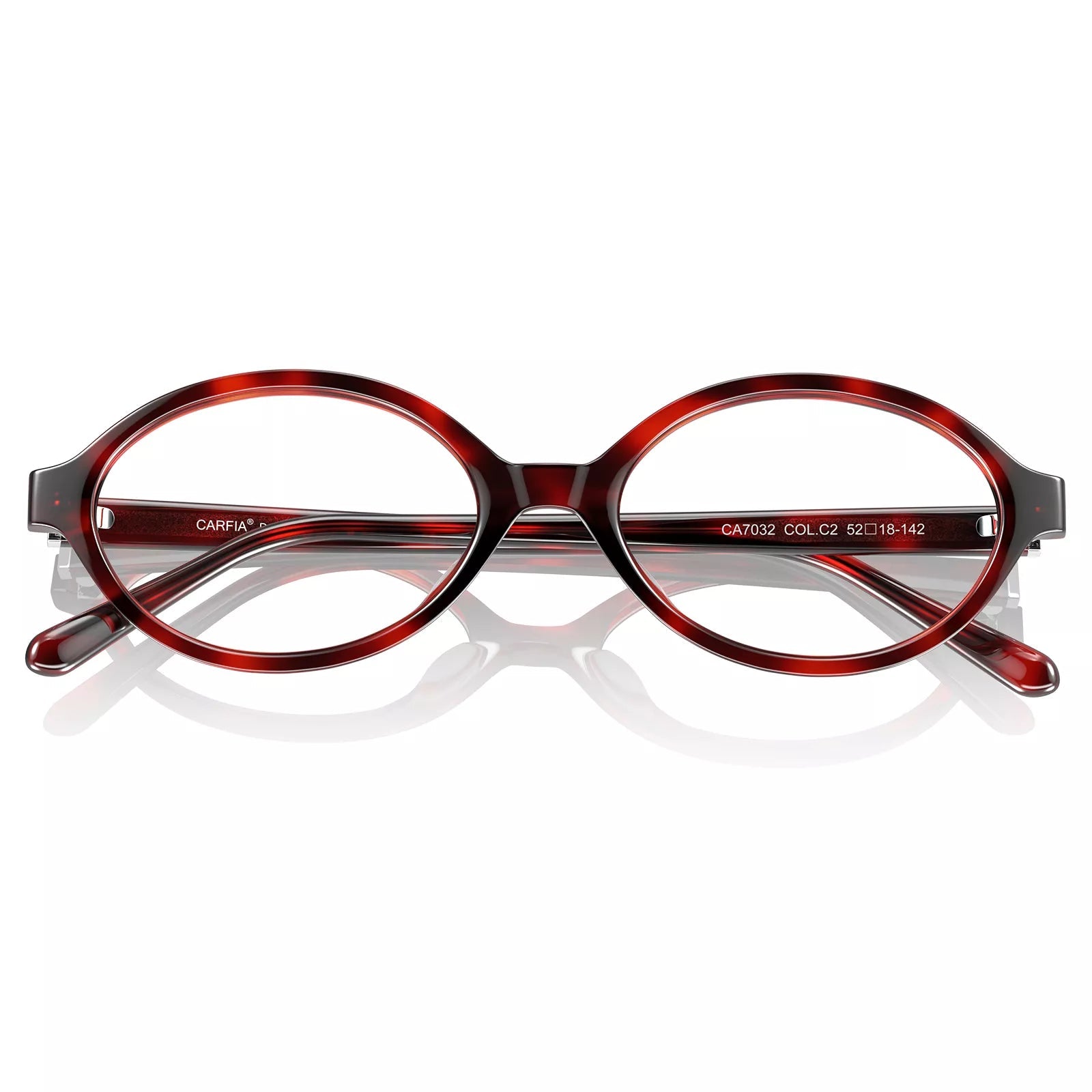 Carfia Ovalen CA7032-C2 Tortoise Acetate Oval Prescription Glasses Eyeglasses for Women, Folded View