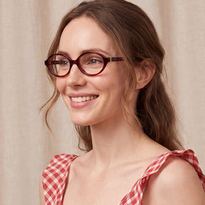 Carfia Ovalen CA7032-C2 Tortoise Acetate Oval Prescription Glasses Eyeglasses for Women, Model View