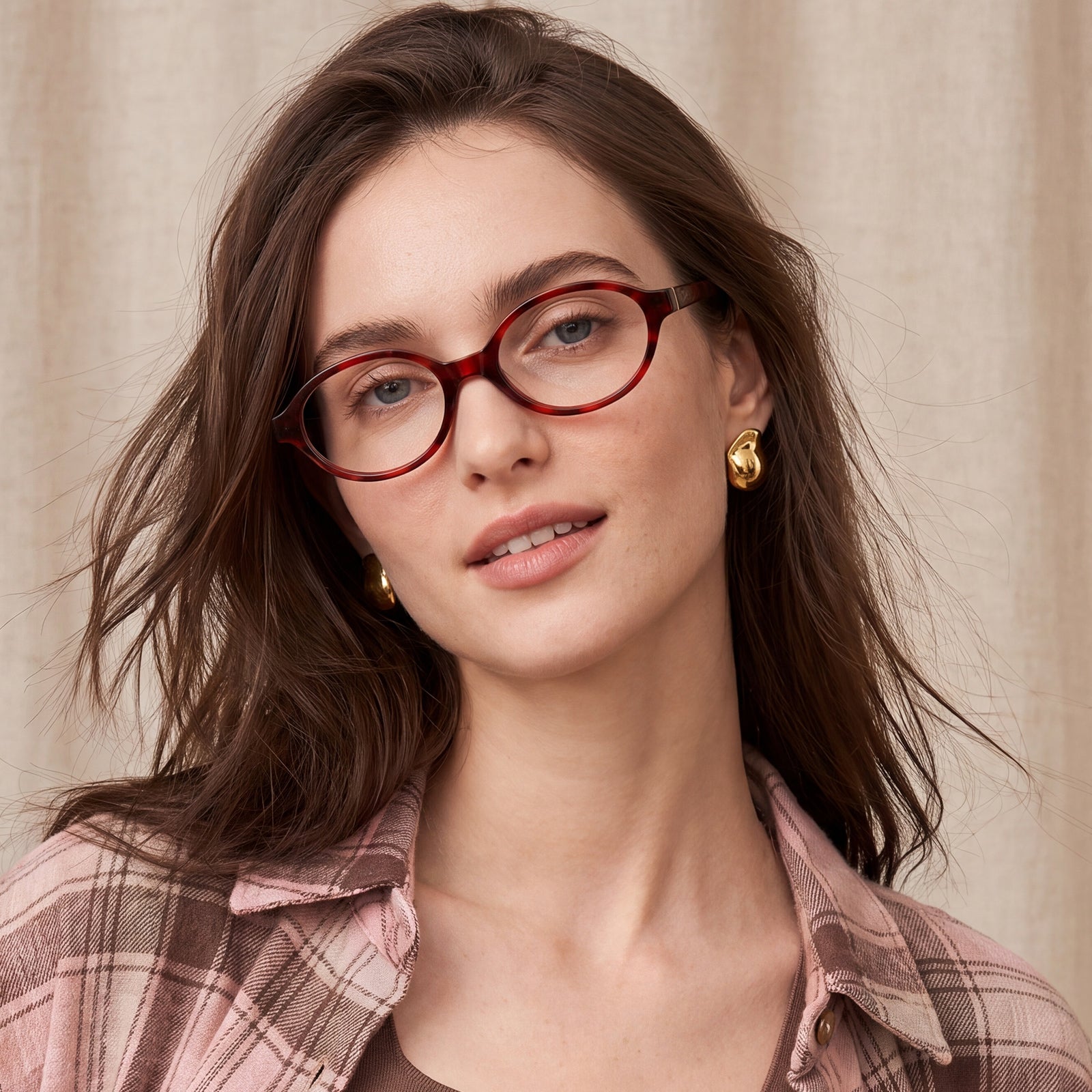Carfia Ovalen CA7032-C2 Tortoise Acetate Oval Prescription Glasses Eyeglasses for Women, Portrait View