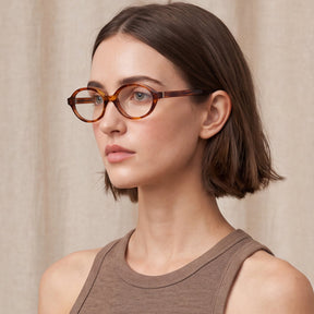Carfia Ovalen CA7032-C3 Tortoise Acetate Oval Prescription Glasses Eyeglasses for Women, Portrait View