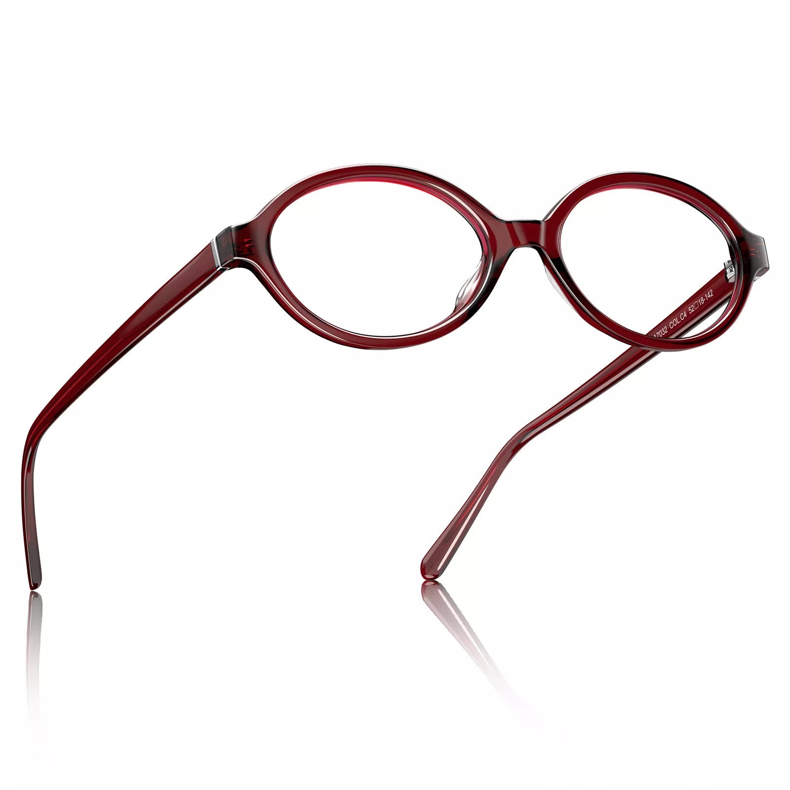 Carfia Ovalen CA7032-C4 Red Acetate Oval Prescription Glasses Eyeglasses for Women, Angle View