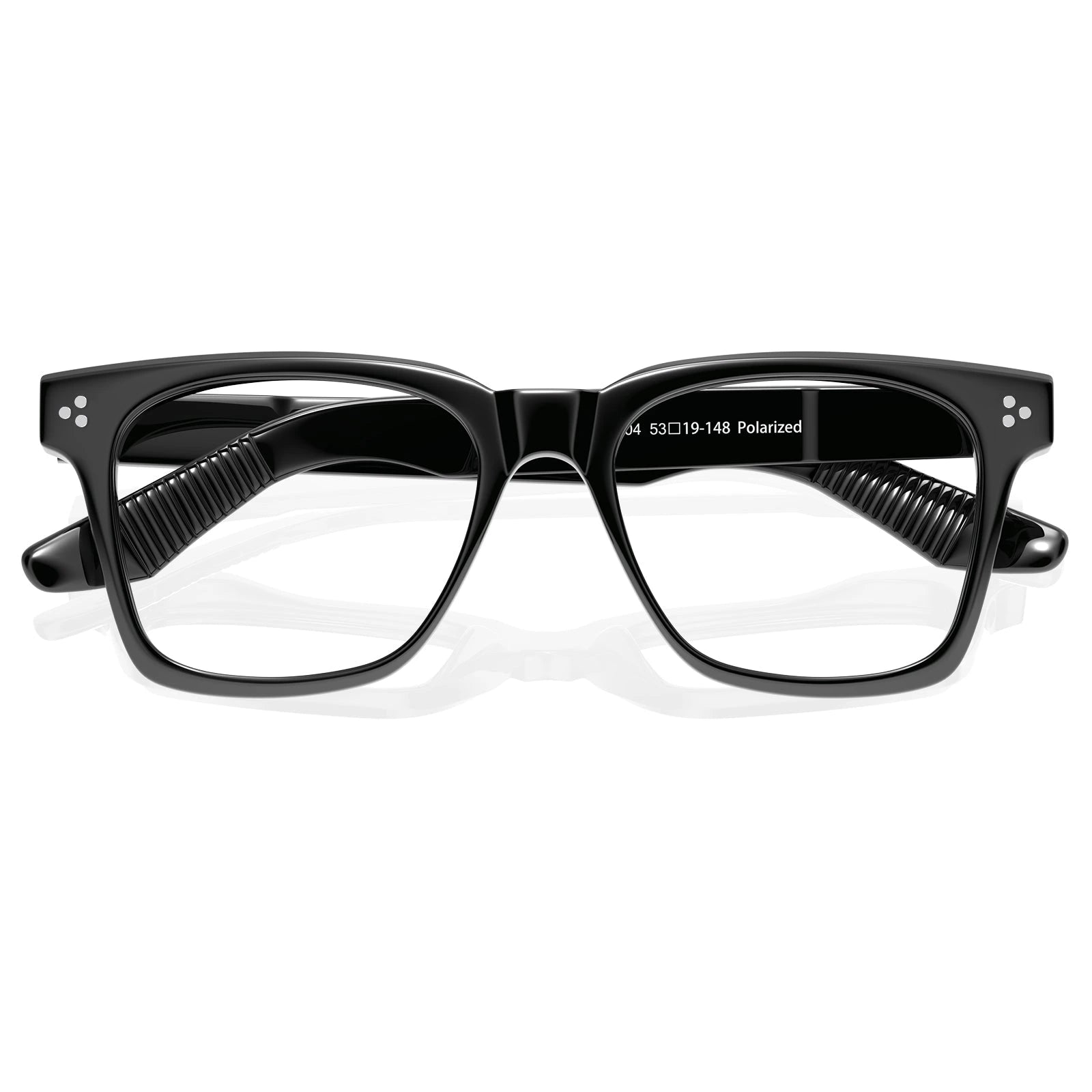 Carfia Peoria CA31109-C1 Black Acetate Rectangle Prescription Glasses Eyeglasses for Unisex, Flatlay View