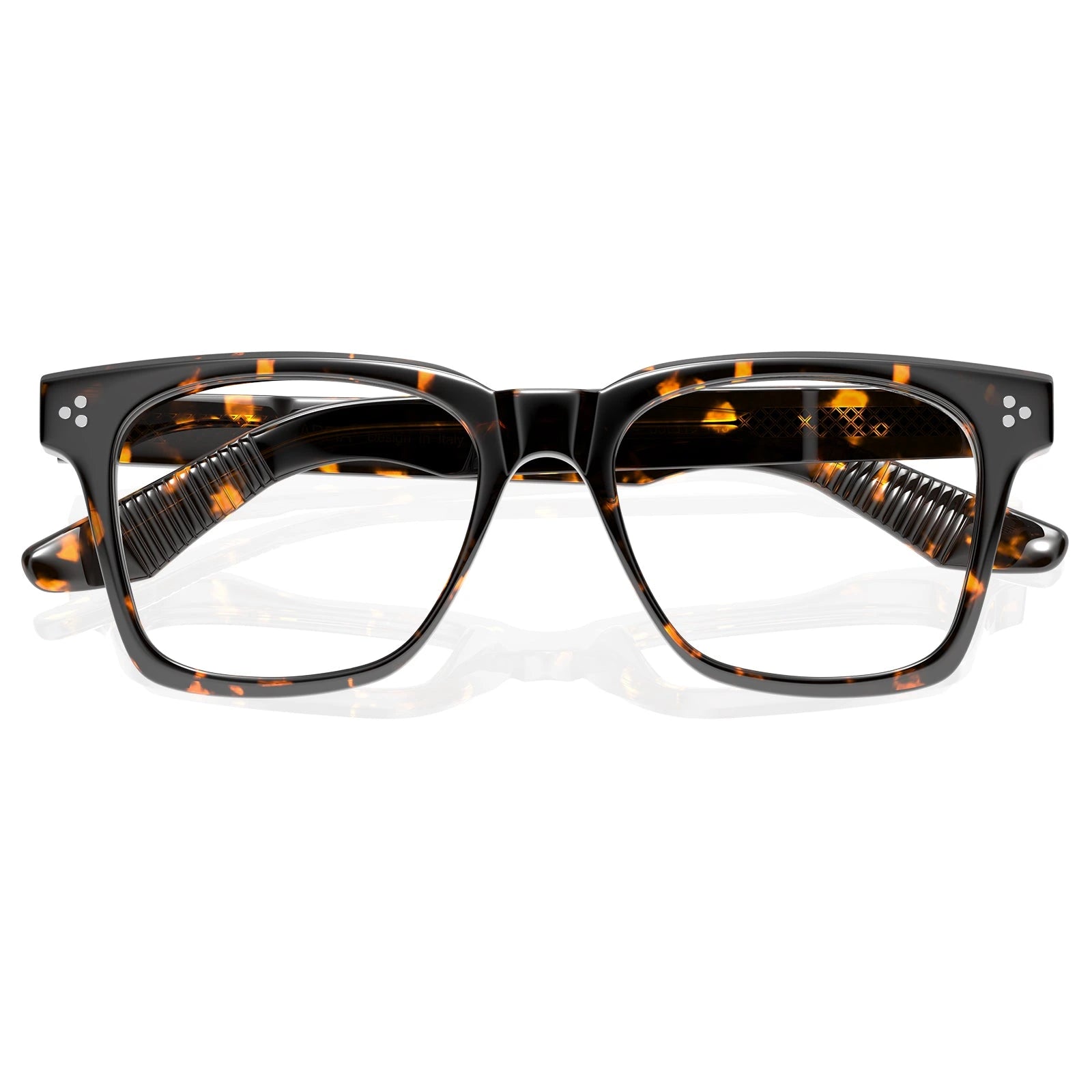 Carfia Peoria CA31109-FC13 Tortoise Acetate Rectangle Prescription Glasses Eyeglasses for Unisex, Flatlay View