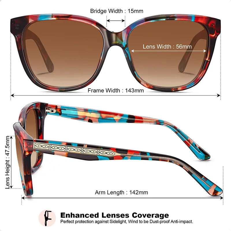 carfia-polarized-women's-sunglasses-UV400-protection-for-driving-fishing-cool-women-acetate-shades-sun-glasses-size