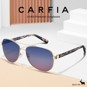 Carfia Poptart CA3216C01 Gold Metal Aviator Uv400 Sunglasses for Unisex, Angle View