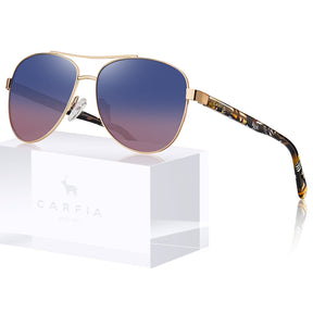 Carfia Poptart CA3216C01 Gold Metal Aviator Uv400 Sunglasses for Unisex, Scene View