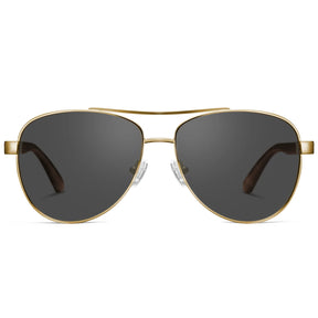 Carfia Poptart CA3216C06 Gold Metal Aviator Polarized Sunglasses for Women, Front View