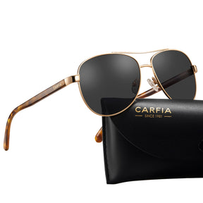 Carfia Poptart CA3216C06 Gold Metal Aviator Polarized Sunglasses for Women, Scene View
