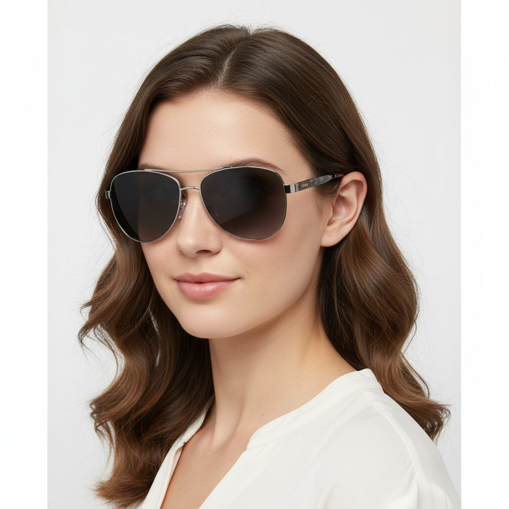 Carfia Poptart CA3216C07 Silver Metal Aviator Polarized Sunglasses for Women, Portrait View