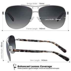 Carfia Poptart CA3216C07 Silver Metal Aviator Polarized Sunglasses for Women, Size-Chart View