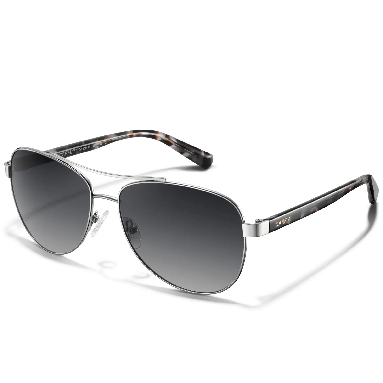 Carfia Poptart CA3216C07 Silver Metal Aviator Polarized Sunglasses for Women, Three-Quarter View